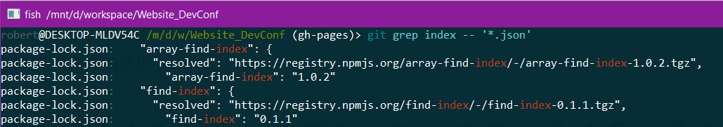 Demo of git grep with filter